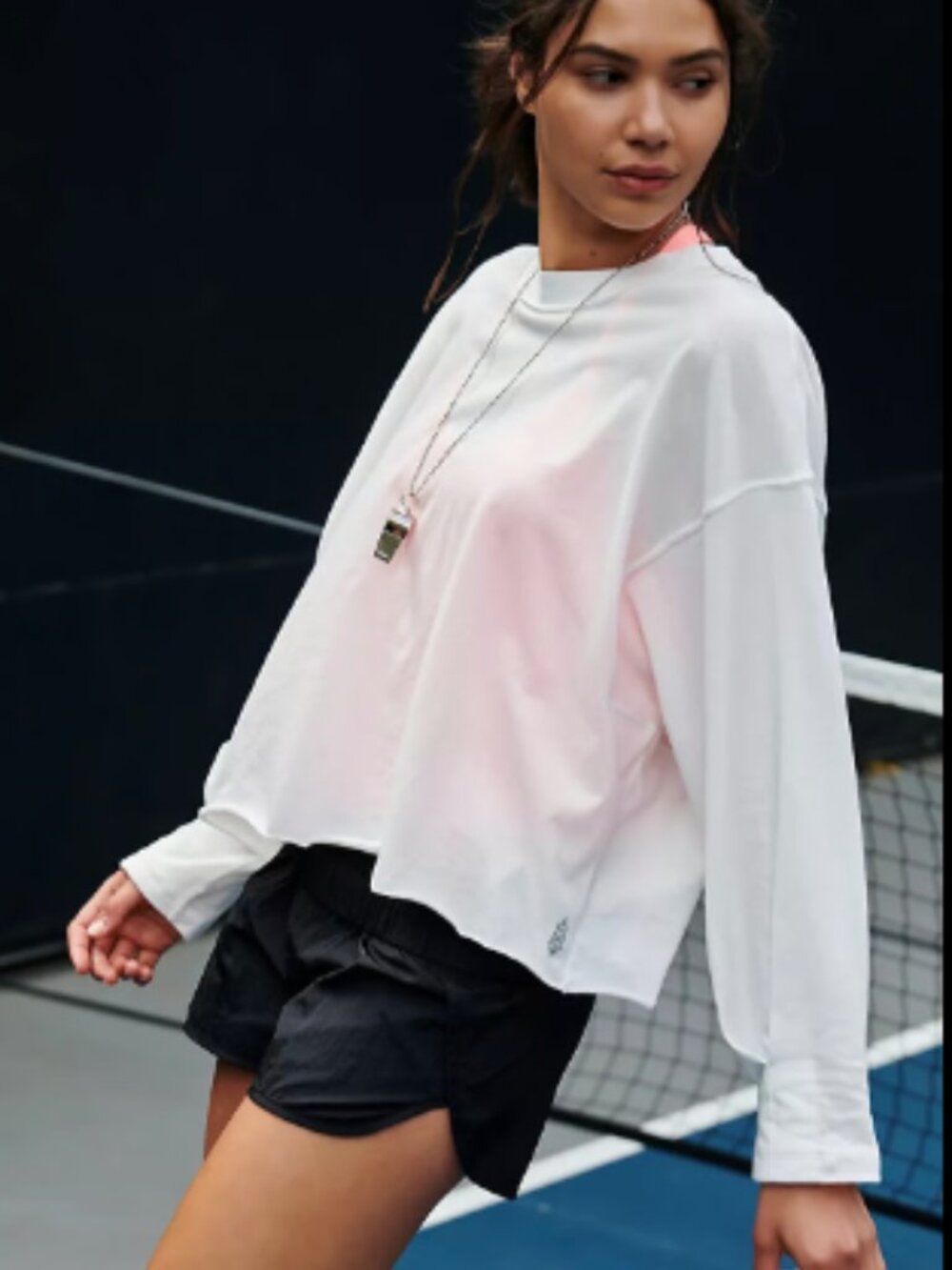 FREE PEOPLE FP MOVEMENT INSPIRE LAYER TOP TEE LONG SLEEVE WHITE NEW $50 M